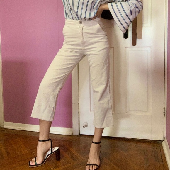 White crop corduroy pants - Picture 4 of 4